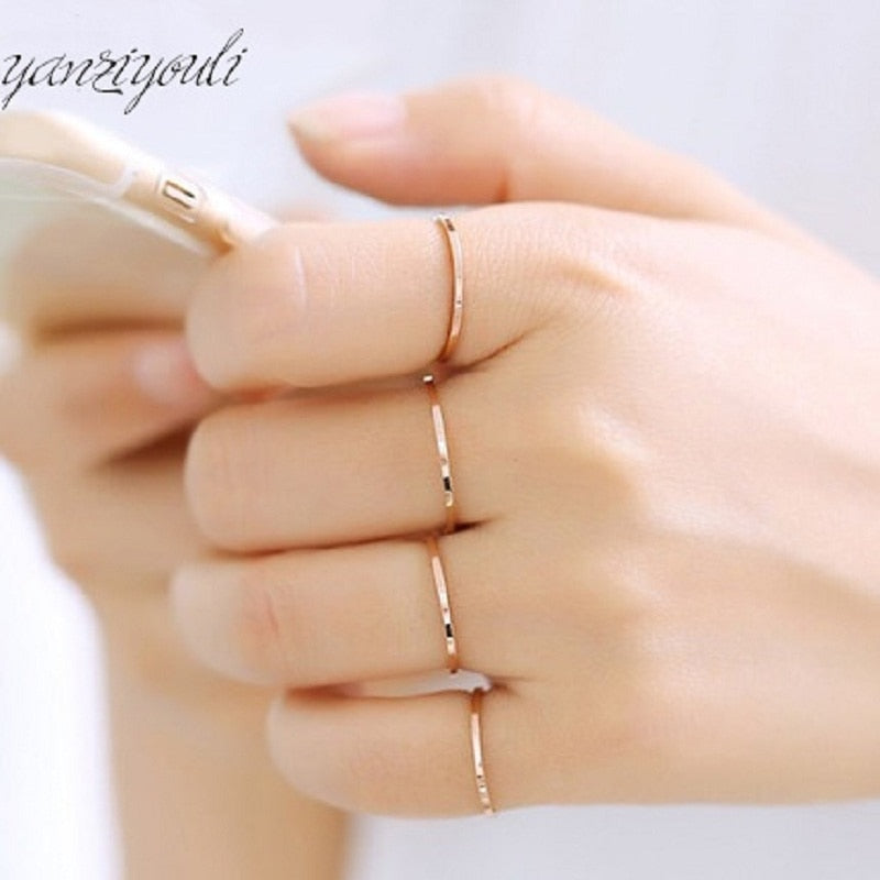 2020 New Fashion Simple Rose Gold Silver Super Thin Ring for Women Man Wedding Rings Stainless Steel Jewelry Aneis Feminino