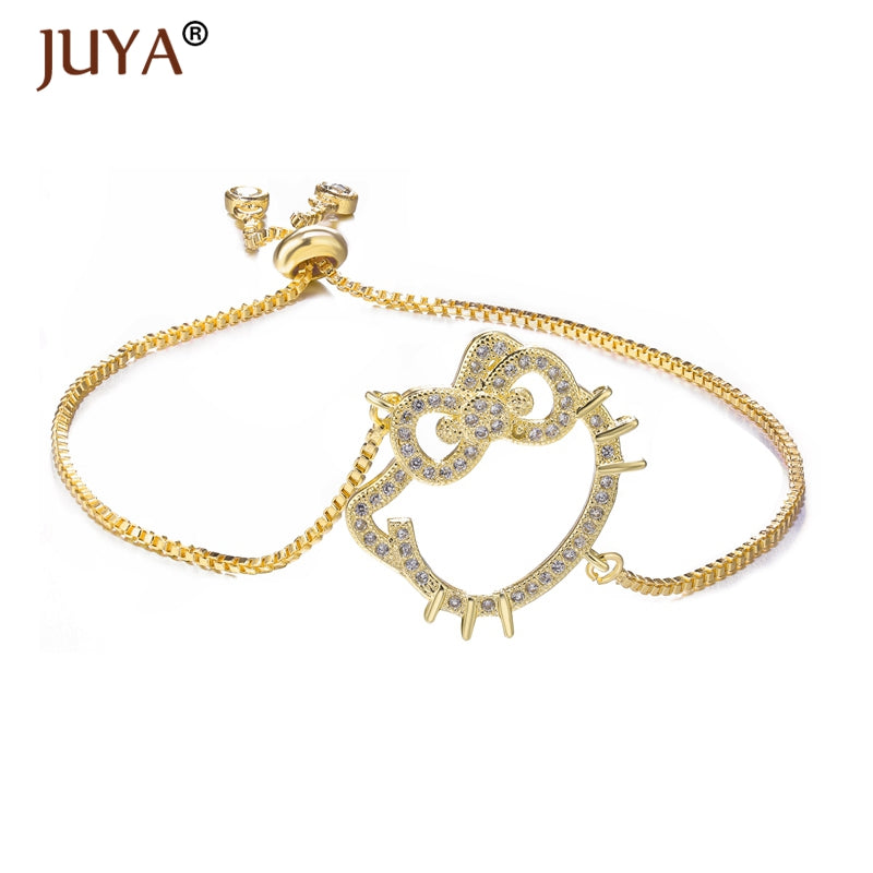2020 New Fashion Trendy Hello Kitty Bracelets For Women Girls Handmade Simple Adjustable Chain Bracelet Gold Silver Rose Gold