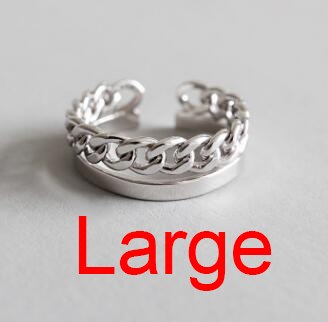 2020 New Fashion Vintage Chain Double layer Ring 925 Sterling Simple Open Ring for Women Jewelry