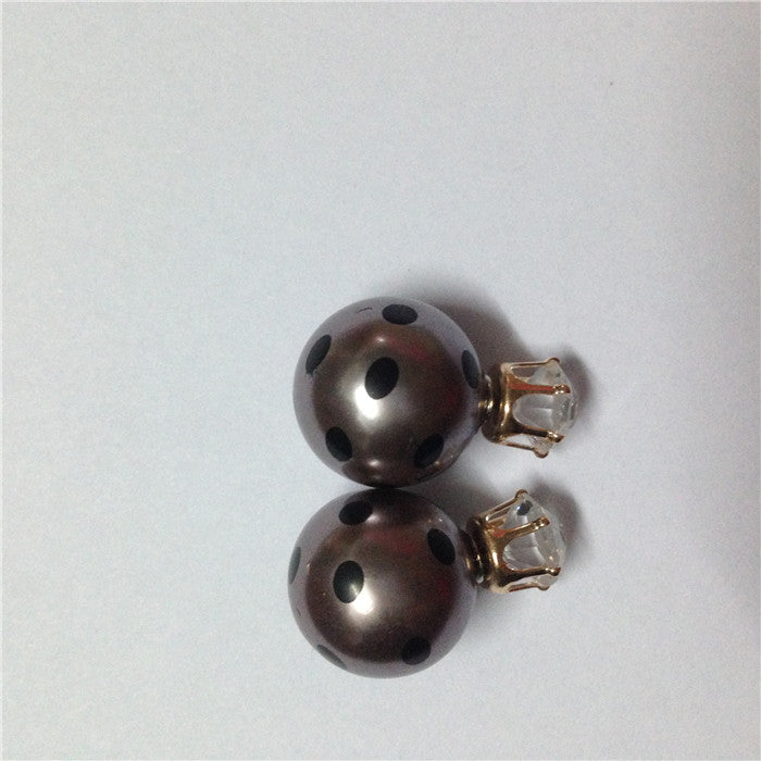 2020 New Fashion jewelry double side crystal 16MM pearl Frosted matte stud earring gift for women girl mix color