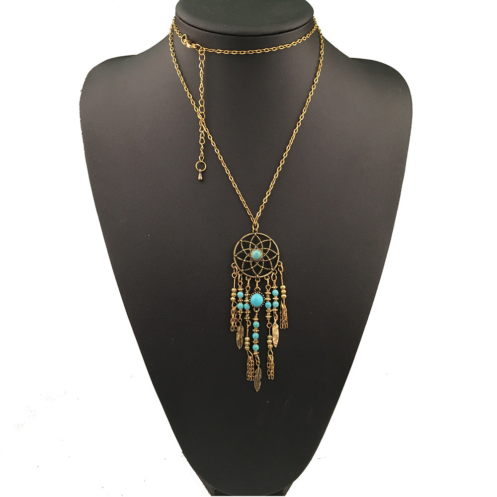 2020 New Fine Bohemia ethnic Jewelry Long sweater chain Dream catcher Dreamcatcher Pendant necklace For Women