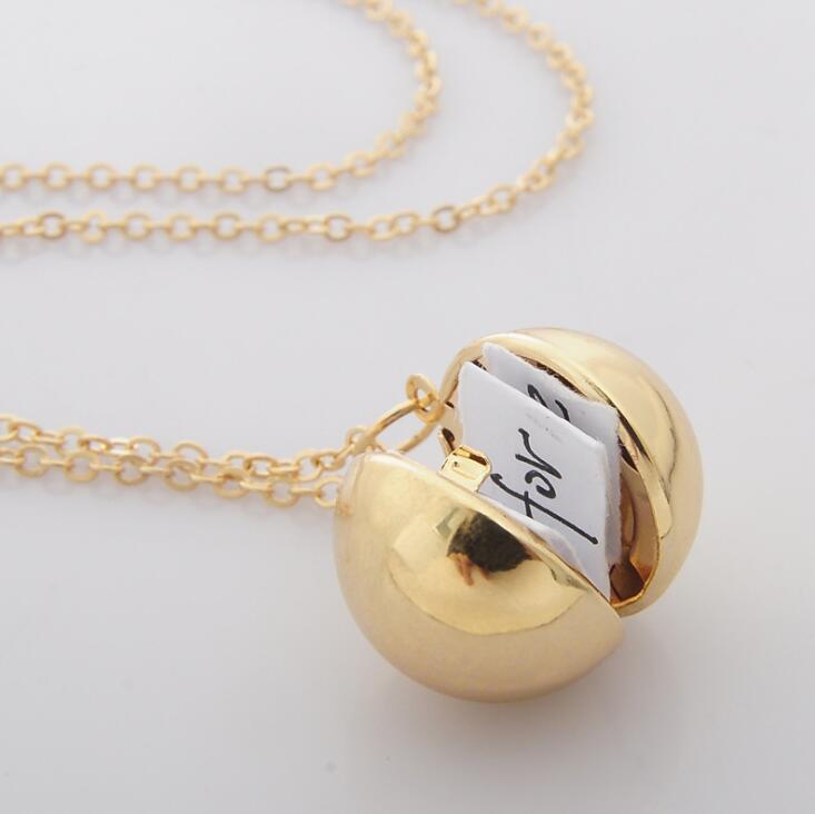 2025 New Handmade Gold Secret Message Ball Locket pendant Necklace Suspensions Friends Best Friend for Women Men Girl Gifts