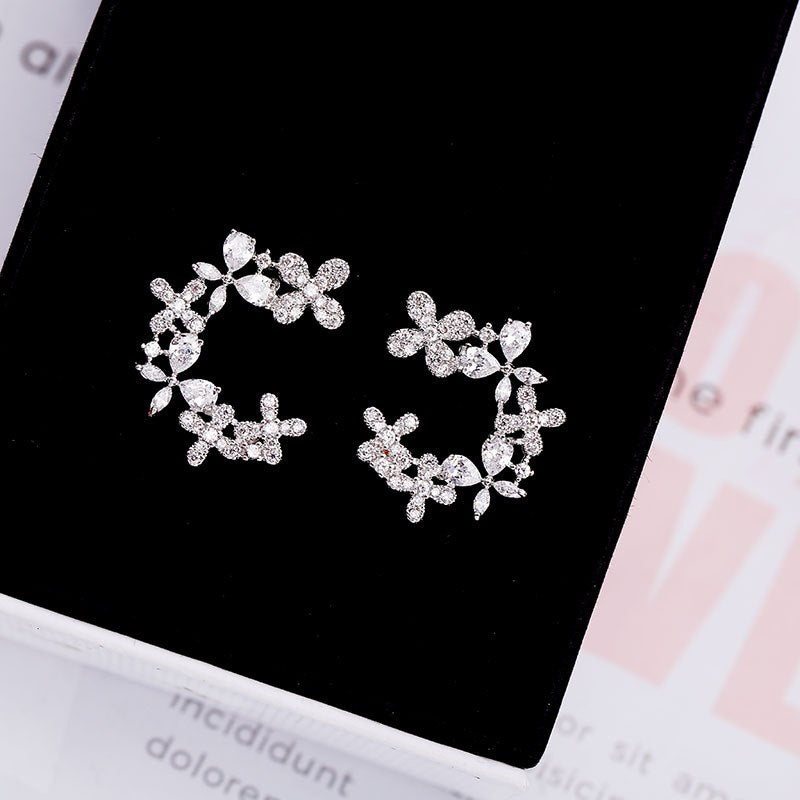 2020 New High Quality 925 Sterling Silver Needle Flower Stud Earrings Fashion Cute Earrings For Women Party Birthd Gift