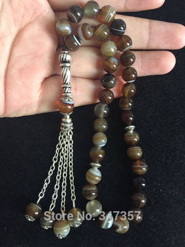 2020 New High Quality Islamic 33 Stripe Oynx stone Prayer Beads 8mm Round beads Tasbih Allah Prayer Rosary Free shipping