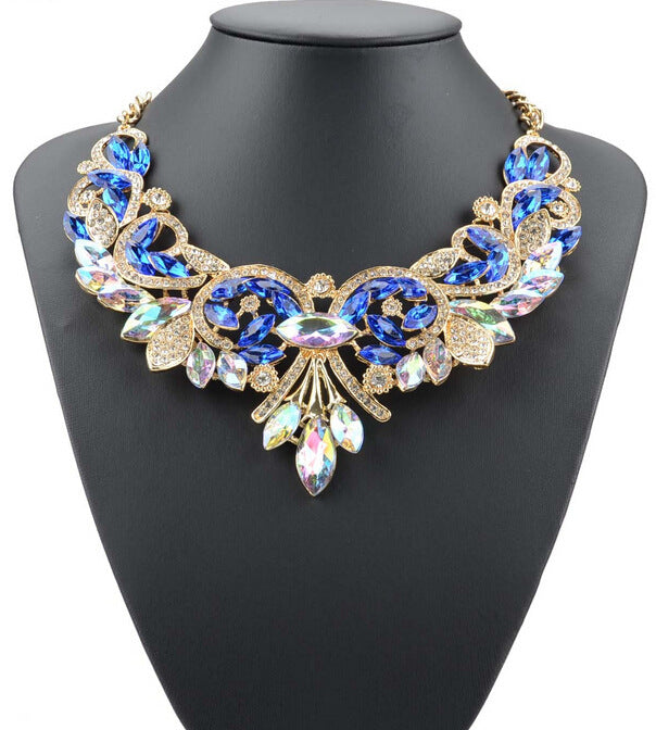 2020 New Hot Fashion Necklaces & Pendants Multi-color Crystal Bib Statement Necklace Water Drop Crystal Necklace Vintage Jewelry