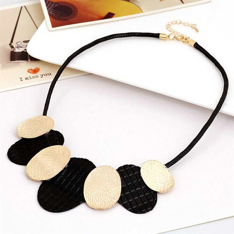 2020 New Hot Maxi Necklace Colar Big Brand Collares fine Jewelry pendants Bijoux Woman metal leather cord temperament necklace