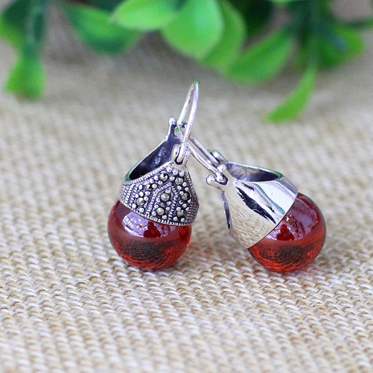 2020 New Limited Earings Fashion Jewelry Real 925 Sterling Silver Earrings For WomenWholesale Lady Elegant Garnet Ear Clip