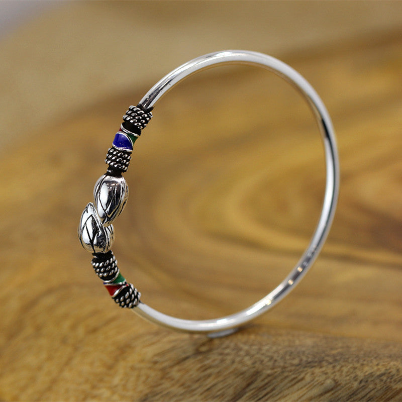 2020 New Limited Women Bangle 990 Bracelet Style Restoring Ancient Ways Lotus Female Breadwinners Bracelets Can Be Adjusted