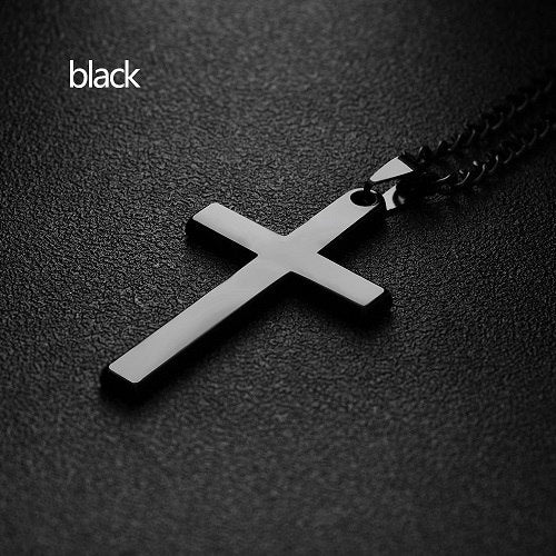 2020 New Men Cross Pendant Charm Necklace Stainless Steel Link Chain Necklace Statement Jewelry for Wedding Party Anniversary