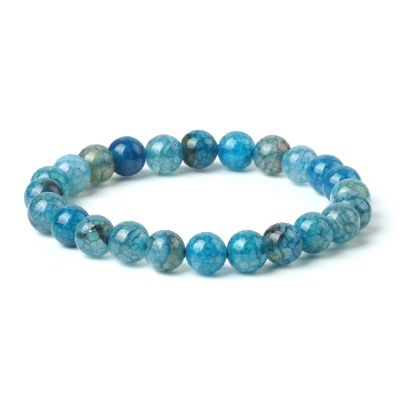 2020 New Natural Crackle Bracelet Blue Agate Stone Bracelets for Women 8mm Loose Onyx Gemstone Bracelets Sports Fashion Jewelry