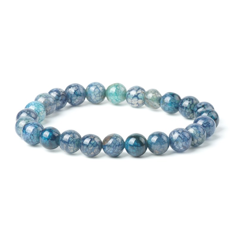 2020 New Natural Crackle Bracelet Dark Blue Agate Stone Bracelets for Women 8mm Loose Onyx Gemstone Bracelets Fashion Jewelry