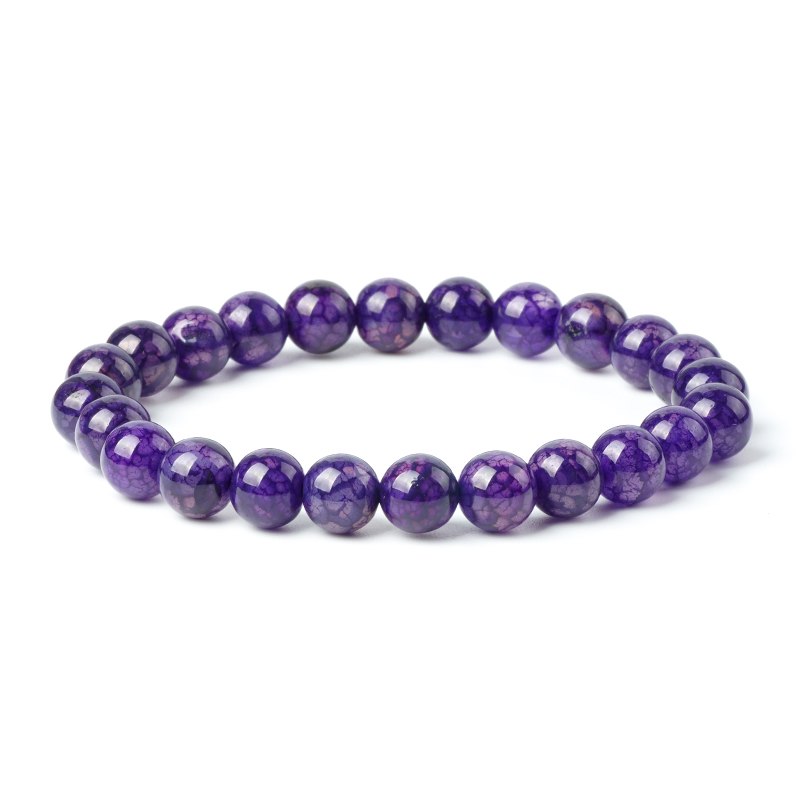 2020 New Natural Crackle Bracelet Purple Agate Stone Bracelets for Women 8mm Loose Onyx Gemstone Yoga Bracelets Fashion Jewelry