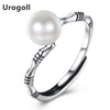 2020 New Real 925 Sterling Silver Simulated Pearl Open Pan Rings For Women Party Gift All-match Fashion Jewelry