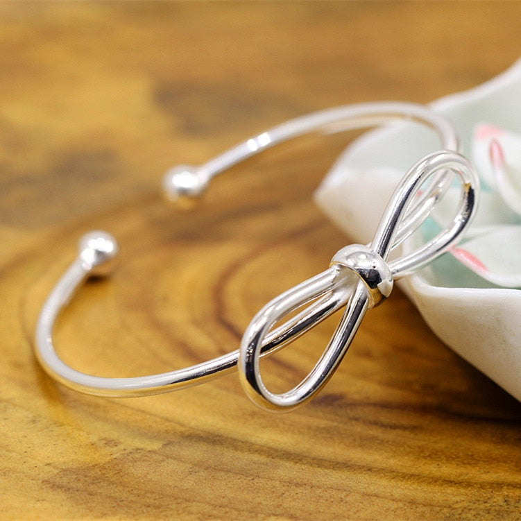 2020 New Real None Bangle Character Product Bowknot Smooth Small Pure And Fresh Elegant Fair Maiden Style Element S925 Bracelet