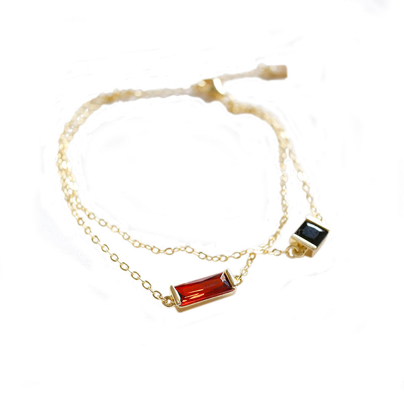 2020 New Red Black CZ 925 Silver Double Bracelet For Gift