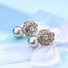 2020 New Rhinestone Rose Flower Stud Earrings For Women Fashion jewelry Coffee Gold Color Simulated-pearl Earring Gift