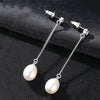 2020 New S925 Sterling Silver Natural long Earrings Fashion Jewelry for Women 8-9mm Tear Pearl earrings Solid Zircon gifts