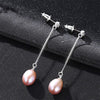 2020 New S925 Sterling Silver Natural long Earrings Fashion Jewelry for Women 8-9mm Tear Pearl earrings Solid Zircon gifts