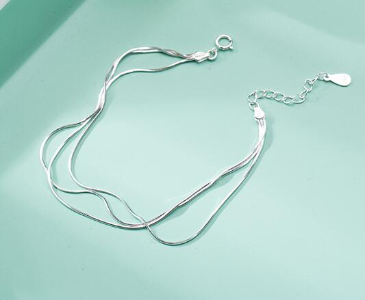 2020 New Simple Multilayer Tassel Snake chain Bracelet Genuine 100% 925 Sterling Silver jewelry for women chrismas gift