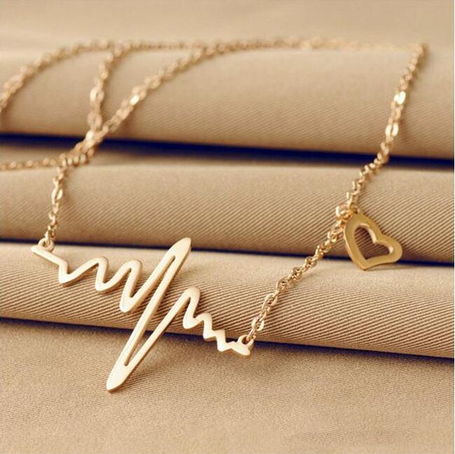 2020 New Simple Popular Electrocardiogram Necklace For Women Fashion Jewelry Clavicle Chain Collares