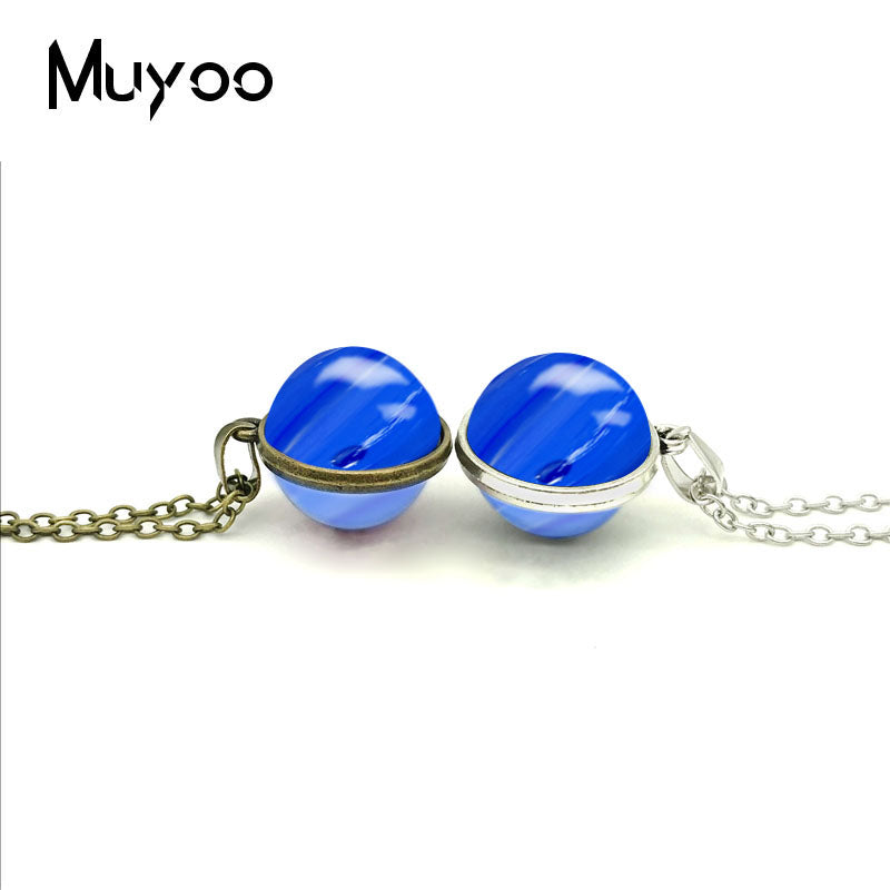 2020 New Solar System Double Sided Pendant Earth Necklace Jupiter Jewelry Silver Glass Photo Cabochon Pendants Necklaces
