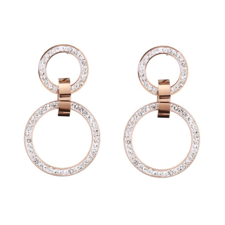 2020 New Temperament fashion wild big round small round earrings Female Crystal from Swarovski 2 Colors For Women