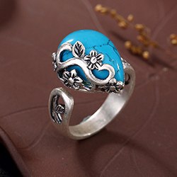 2020 New Vintage 925 Sterling Silver Turquoises Ring for Women Finger Ring Jewelry