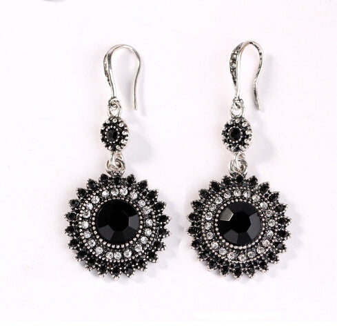 2020 New Women Fashion Bohemia Ethnic Style Tibetan Silver Multicolor Enamel Beads Statement Big Drop Earrings Jewelry Wholesale