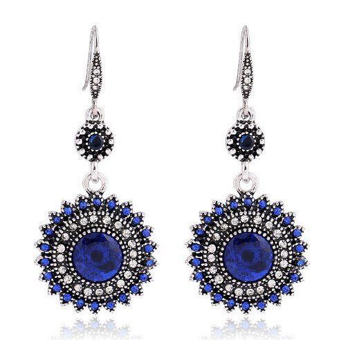 2020 New Women Fashion Bohemia Ethnic Style Tibetan Silver Multicolor Enamel Beads Statement Big Drop Earrings Jewelry Wholesale