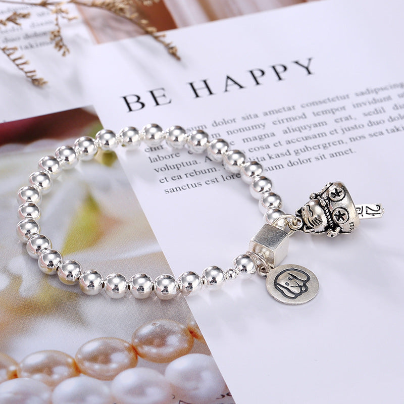 2020 New silver S925 pure silver beads, silver beads, twelve zodiac animals, cats, wild women, and simple hand strings.