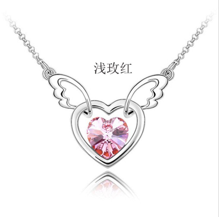 2020 NewStereo Guardian angel Crystal From Austrian Locks Chain 925 Silver Wedding jewelry Necklace Valentine Gift