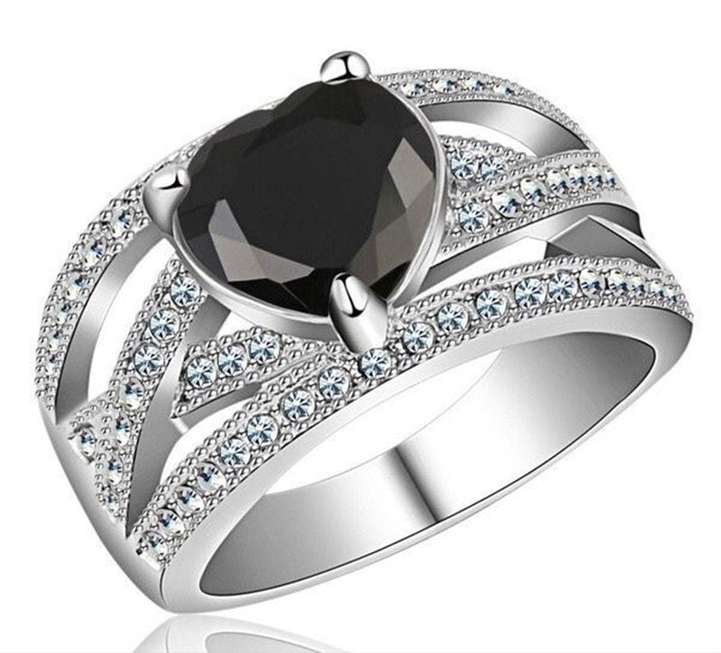 2020 Original Classic Heart Shape Cubic Zircon 3 Rings Sets Color Silver Party Wedding Jewelry Gift Ring For Women MJ145