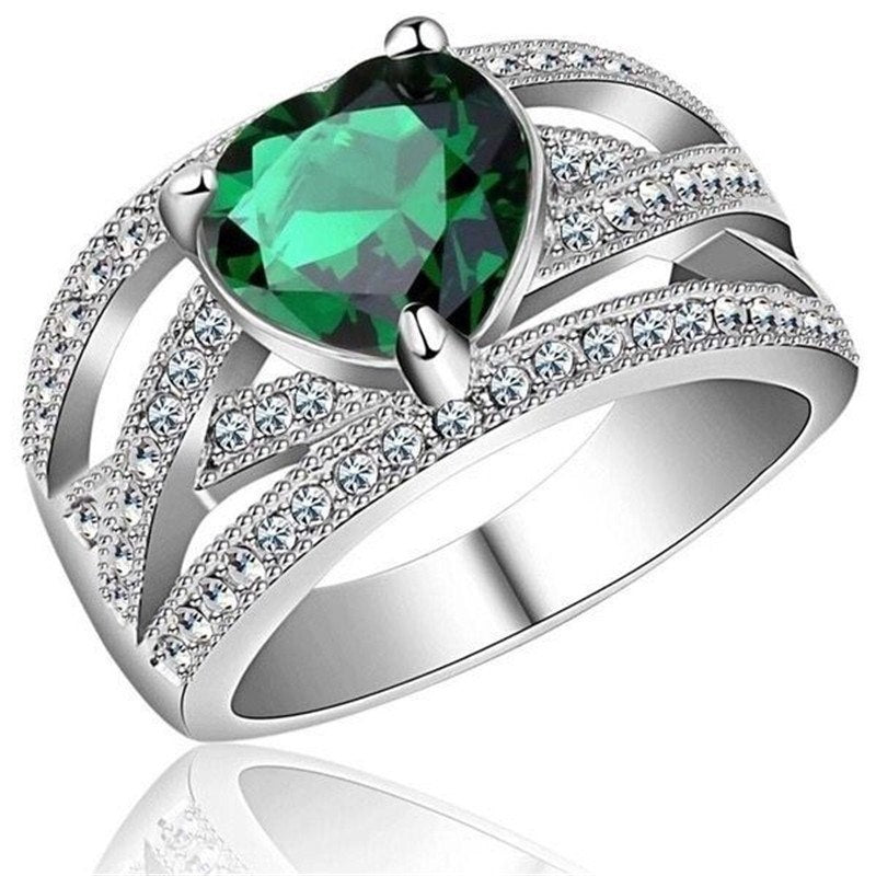 2020 Original Classic Heart Shape Cubic Zircon 3 Rings Sets Color Silver Party Wedding Jewelry Gift Ring For Women MJ145