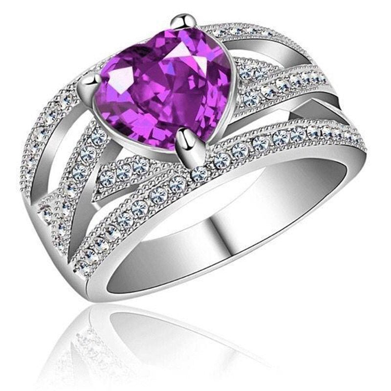 2020 Original Classic Heart Shape Cubic Zircon 3 Rings Sets Color Silver Party Wedding Jewelry Gift Ring For Women MJ145