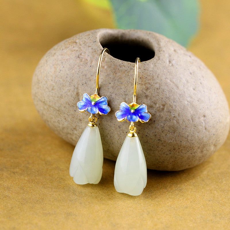 2020 Promotion New Arrival Brinco Ms Character Items S925 Pure Ornaments Ethnic Wind Burn Natural Orchid Hetian Jade Pendant