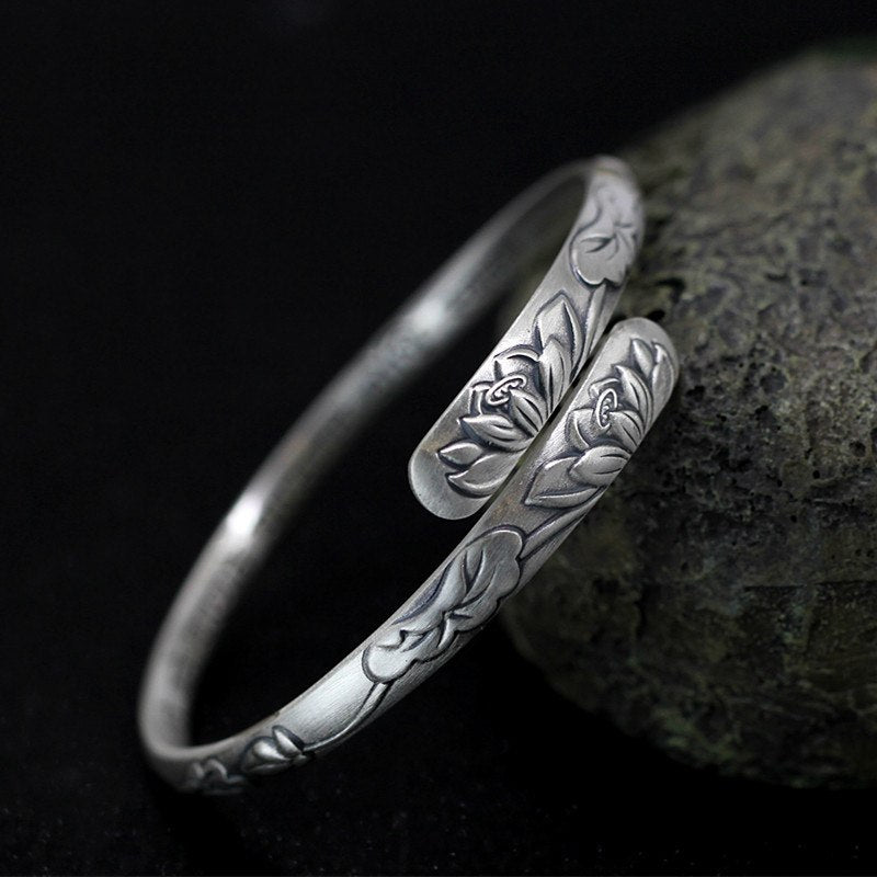 2020 Promotion Offer Bangle Fashion Product S999 Sterling Jewelry Wholesale Fashion Lady Lotus Leaf Fine Bracelet