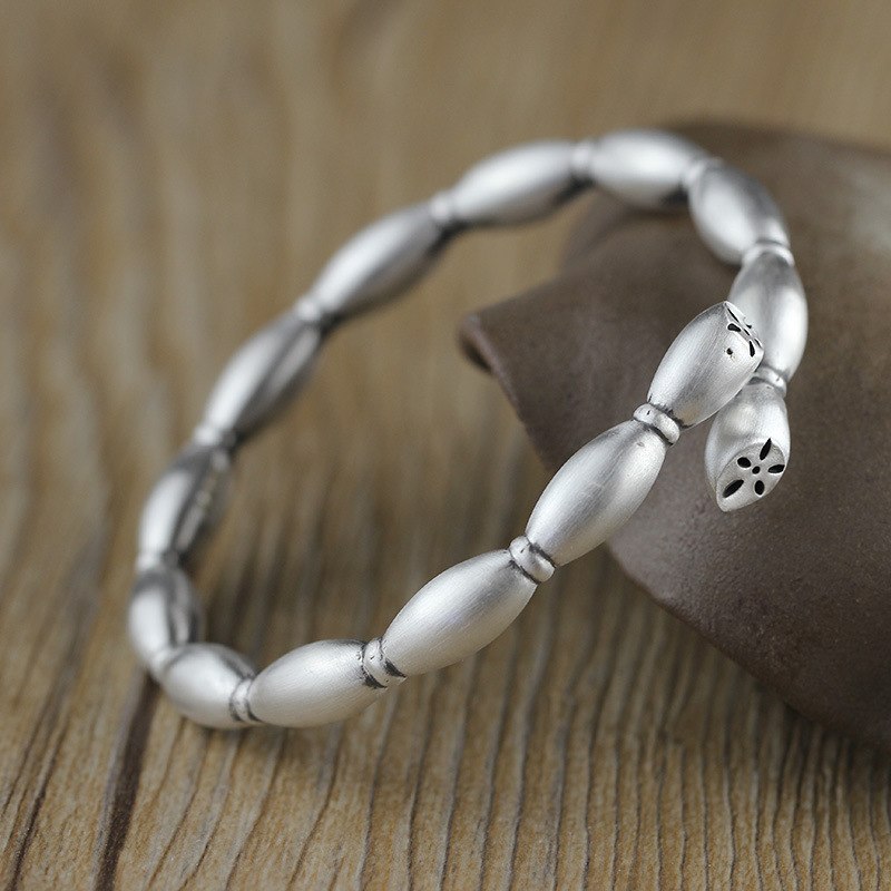 2020 Real Bangle Character Product Is The New Incoming Fashion Women's Handmade S999 Lotus Root Bracelet Drawing Technology