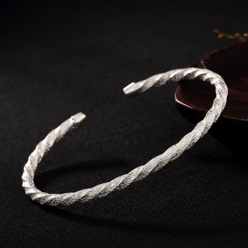 2020 Real New Bangle S925 Sterling Thailand Hand-made Water Ripple Opening Lady's Simple Chain Joker Bracelet Wholesale