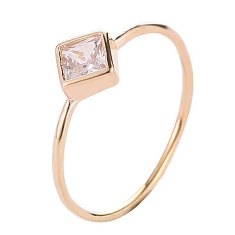 2020 Real New Geometric Girls Anillos Anel Masculino Ring Classic Design Aaa Grade Square Ring Ladies Engagement Bague Jewelry