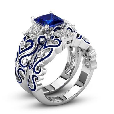 2020 Rings for Blue Topaz Ring Gemstone Aquamarine Cushion Romantic Gift Engagement Jewelry (Multi-color Gemstone Selection)