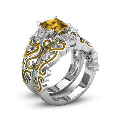 2020 Rings for Blue Topaz Ring Gemstone Aquamarine Cushion Romantic Gift Engagement Jewelry (Multi-color Gemstone Selection)