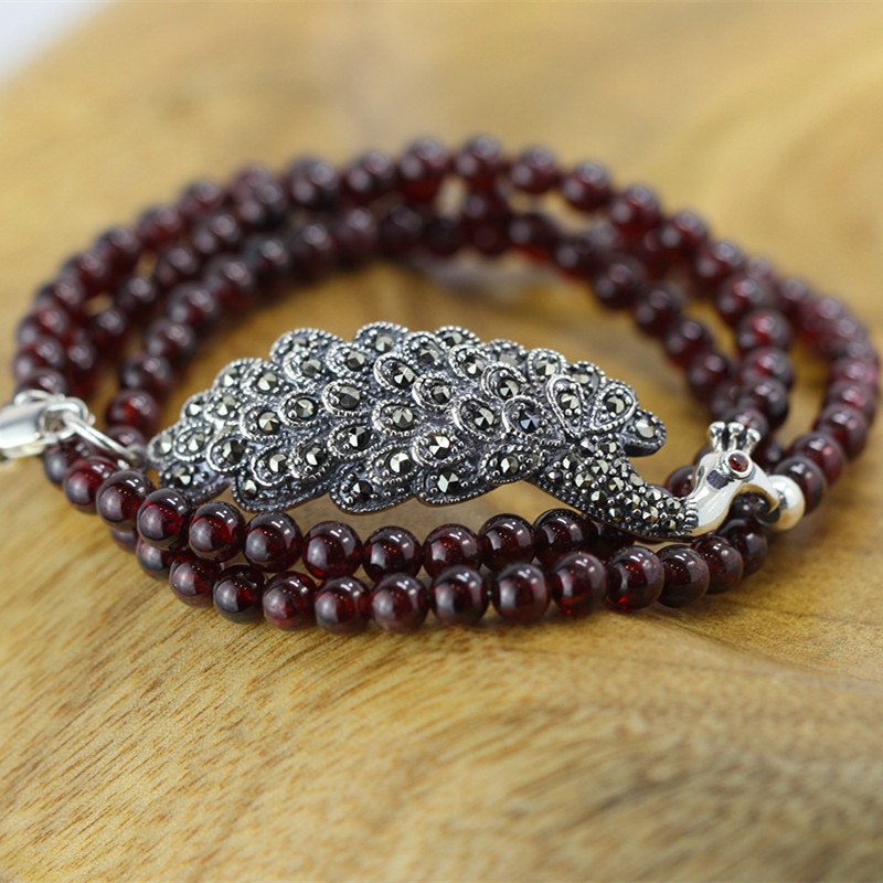 2020 Rushed 2020 New Kehribar Ms Character Product Thai Wholesale Bracelet Peacock Collocation Garnet Hand String