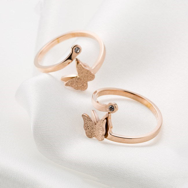 2020 SALE Fine Jewelry Fashion titanium steel female butterfly ring Crystal from Austrian Opening Rings Rings For female Gifts