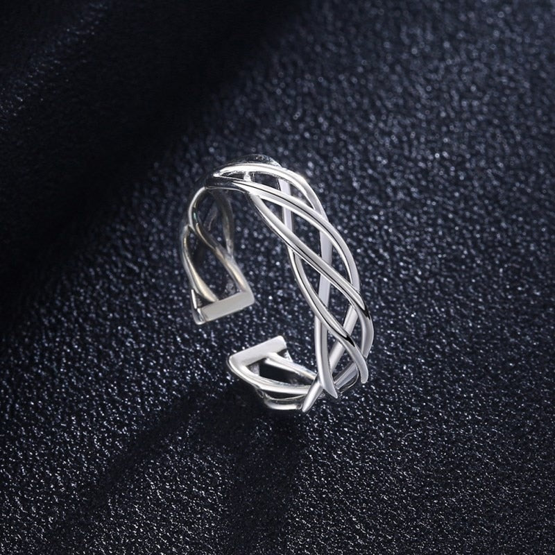 2020 SALE Fine Jewelry High Quality S925 silver braided open retro silver ring Crystal from Swarovski Fit Women and Man