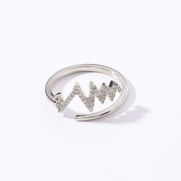 2020 SALE Fine Jewelry High Quality Wave opening ring female Crystal from Swarovski For Women Wild fashion micro-inlaid zircon