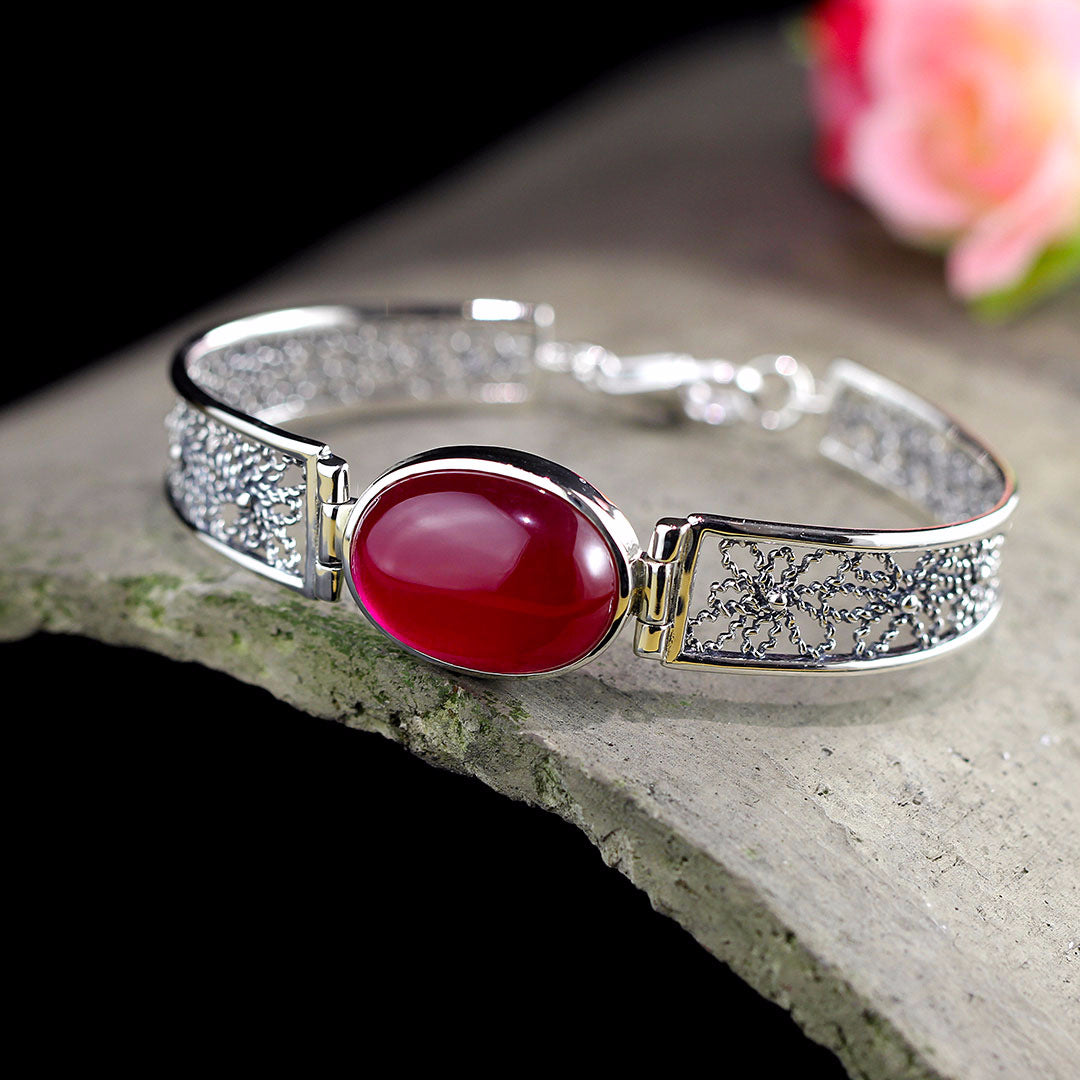 2020 Sale Armbanden Voor Vrouwen The Character Of S925 Jewelry Original Design Handmade Hollow Lady Festive Corundum Bracelet