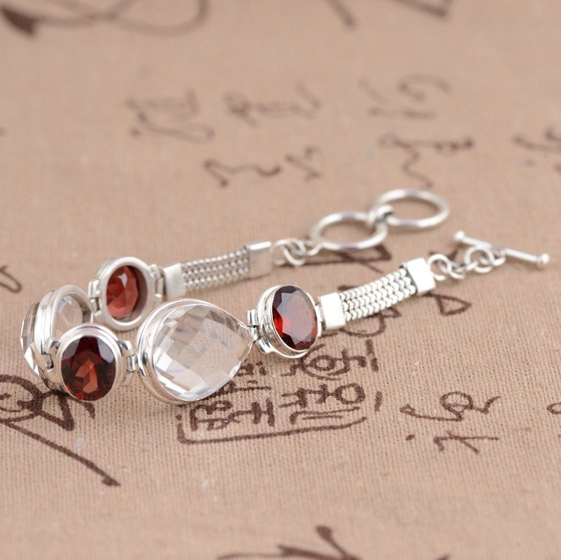 2020 Sale New Women Bracelet New Arrival Wholesale Jewelry Simple S925 Pure Inl Garnet Bracelet For Women Fashion Gift