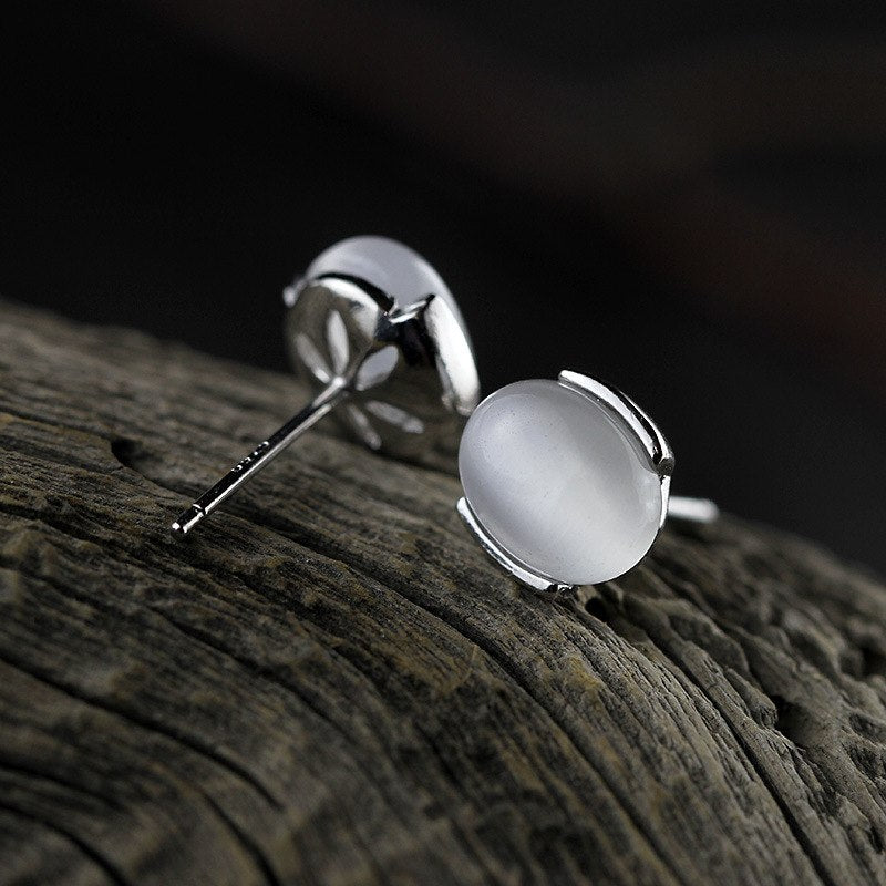 2020 Sale Promotion Earings Fashion Jewelry 100% 925 Pure Silver Ornaments Contracted Cat's Eye Earrings Inheriting