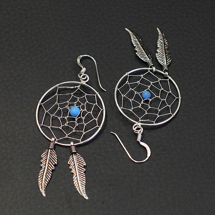 2020 Sale Rushed Fashion Product Sold A Hoard Of Women's Personality Dreamcatcher Imported Pure Manual S925 Feather Earrings