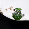 2020 Sale Women Anel Feminino New Arrival S925 Pure Natural Hetian Jasper Mosaic Leaf Pocket Lady Open Ring Wholesale